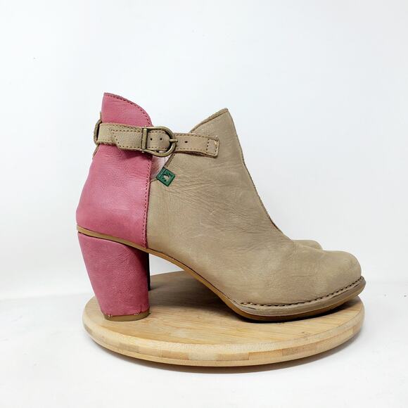 El Naturalista Boots Womens 39 Nubuck Leather N472 Ankle Bootie Zip Moto Heel - Picture 1 of 14
